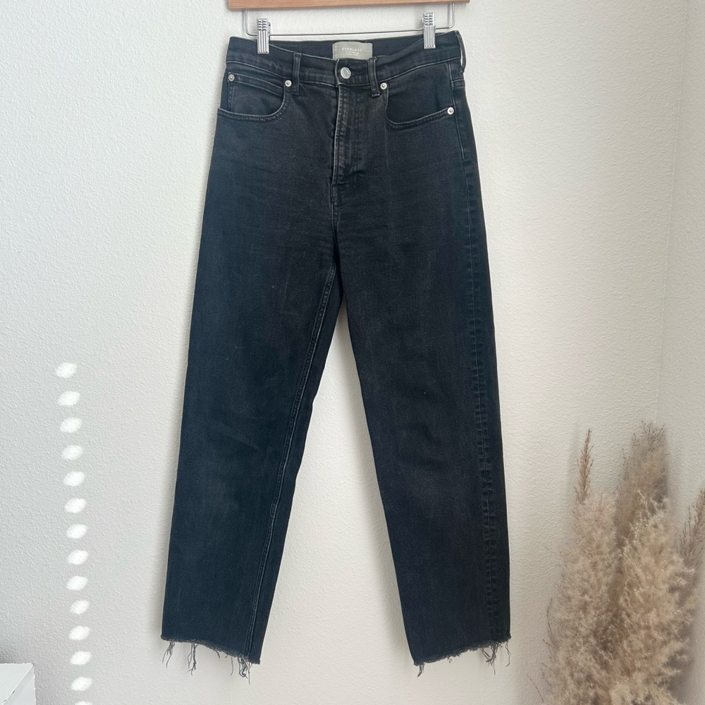 Everlane The Way High Straight Cropped Black Jeans Size 26